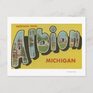 Albion, Michigan - Grote Letter-scènes Briefkaart
