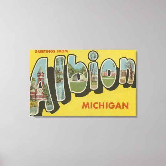 Albion, Michigan - Grote Letter-scènes Canvas Afdruk (Voorkant)