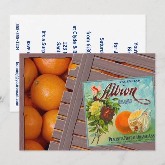 Albion Sinaasappels Fruit Crate Label Kaart (Voorkant / Achterkant)