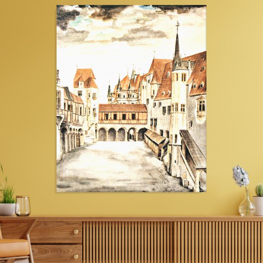 Albrecht Durer, Binnenplaats van het voormalige ka Canvas Afdruk (Insitu (Woonkamer))