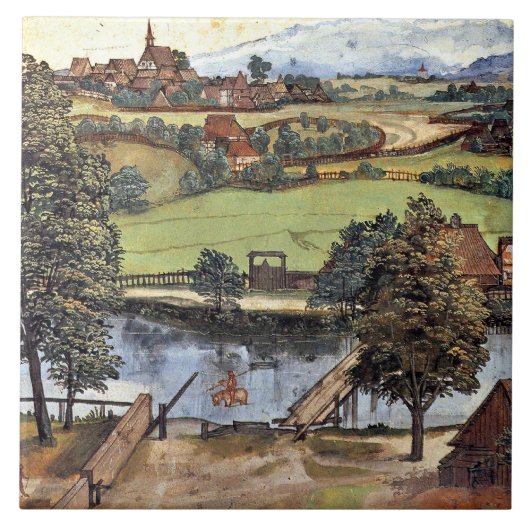 Albrecht Durer, De Trefileria op Peignitz, Tegeltje (Voorkant)