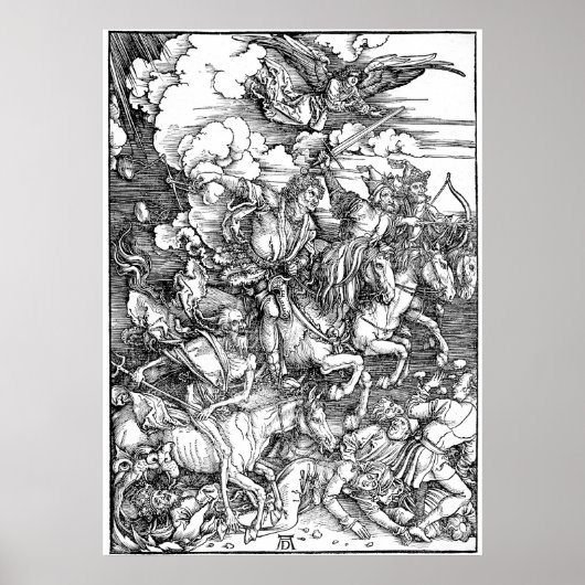 Albrecht Durer De vier paarden van de Apocalypse Poster (Voorkant)