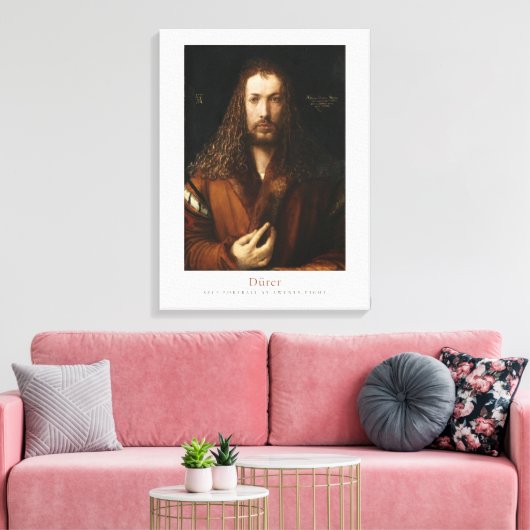 Albrecht Dürer Durer Self portret 1500 Exhibition Canvas Afdruk (Insitu (Woonkamer))