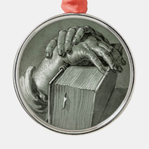 Albrecht Dürer Hand Studie met Bijbel Metalen Ornament