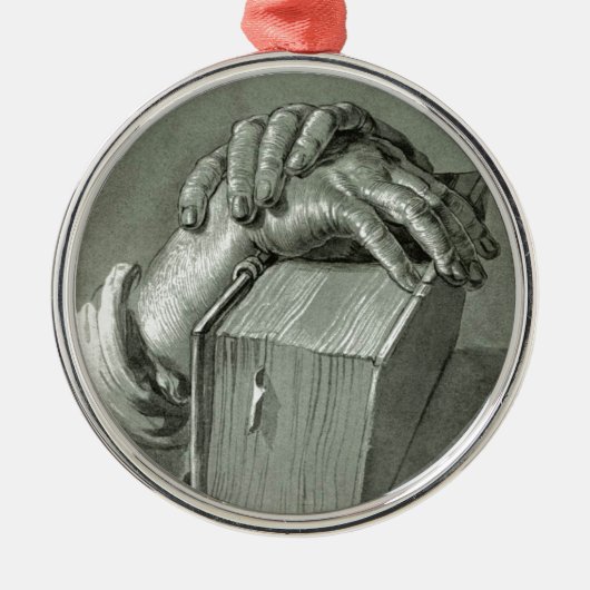 Albrecht Dürer Hand Studie met Bijbel Metalen Ornament (Voorkant)