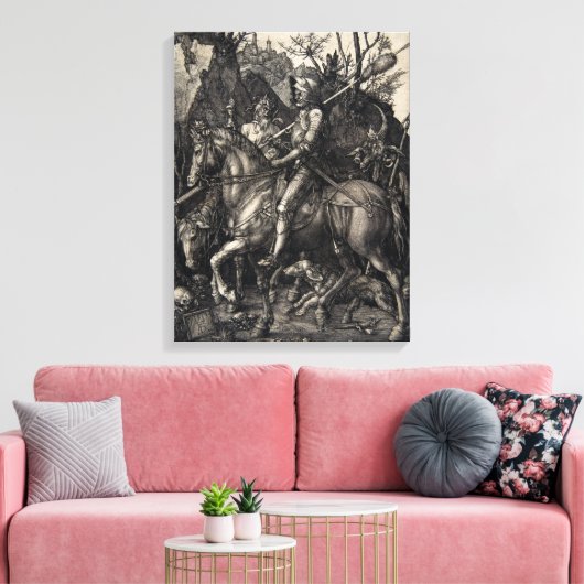 Albrecht Dürer Knight, Death and the Devil Canvas Afdruk (Insitu (Woonkamer))