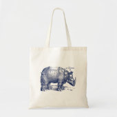 Albrecht Durer Renaissance Rhinoceros Marine Blauw Tote Bag (Voorkant)