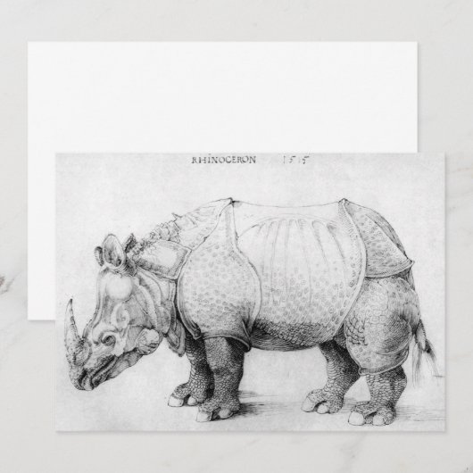 Albrecht Durer Rhinoceros Kaart (Voorkant / Achterkant)