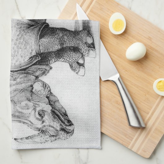 Albrecht Durer Rhinoceros Kitchen Towel Theedoek (Quarter Fold)