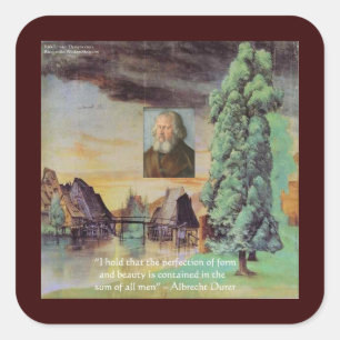 Albrecht Durer "Som van de Mens" Wijsheid Citaat C Vierkante Sticker