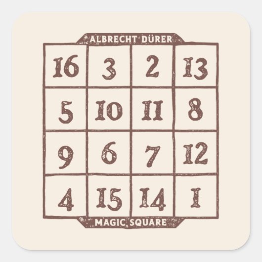 Albrecht Dürer Square Mystery Vierkante Sticker (Voorkant)