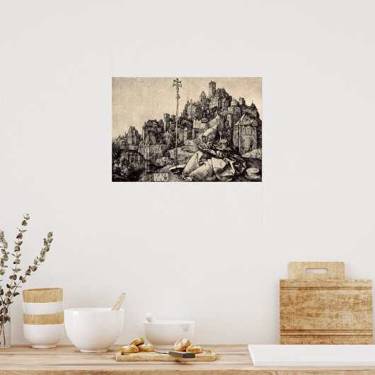 Albrecht Durer St Anthony in de stad Poster (Keuken)