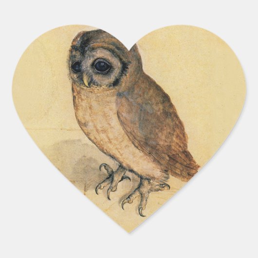 Albrecht Durer The Little Owl Hart Sticker (Voorkant)