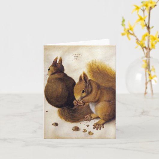 Albrecht Dürer, Twee Eekhoorns _ Kunst Kaart (Gele Bloem)