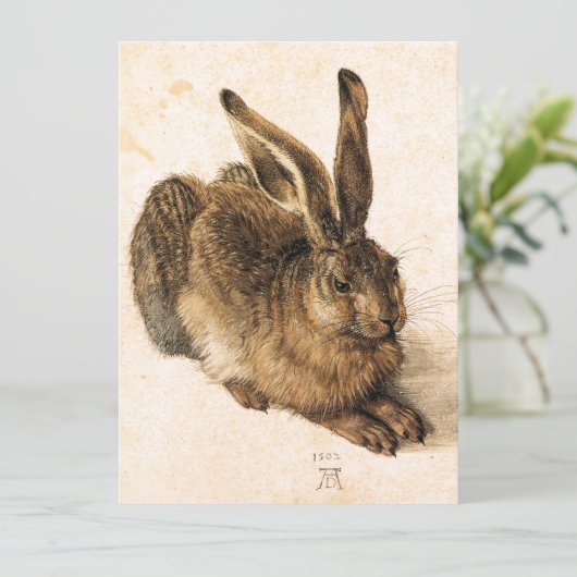 Albrecht Durer Young Hare Invitations Kaart (Staand voorkant)