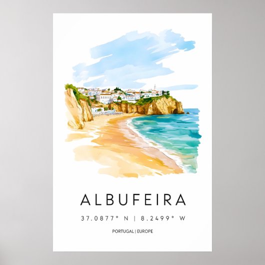 Albufeira Aquarel Vintage Nationale Ski Poster (Voorkant)