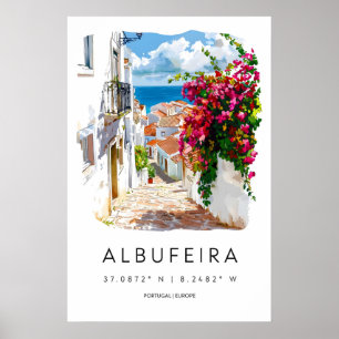 Albufeira Aquarel Vintage Reisposter Skiën Poster