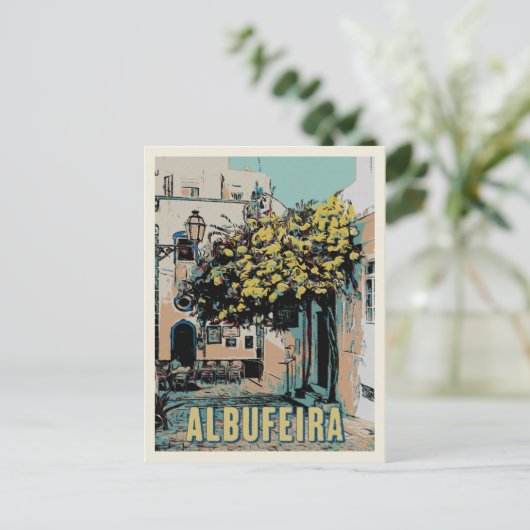 Albufeira Oude Stad Pictureque Uitzicht, Algarve Briefkaart (Staand voorkant)