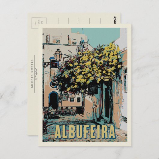 Albufeira Oude Stad Pictureque Uitzicht, Algarve Briefkaart (Voorkant / Achterkant)