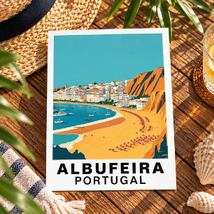 Albufeira, Portugal Europese Retro Reis Kunst Briefkaart