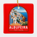 Albufeira Portugal Reizen Kunst Vintage Keramisch Ornament<br><div class="desc">Albufeira retro vector reisontwerp. Albufeira is een stad in het zuiden van de Algarve in Portugal. Het is een voormalig vissersdorp dat een belangrijke vakantiebestemming is geworden.</div>