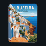 Albufeira Portugal Reizen Kunst Vintage Magneet<br><div class="desc">Albufeira retro vector reisontwerp. Albufeira is een stad in het zuiden van de Algarve in Portugal. Het is een voormalig vissersdorp dat een belangrijke vakantiebestemming is geworden.</div>