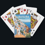 Albufeira Portugal Reizen Kunst Vintage Pokerkaarten<br><div class="desc">Albufeira retro vector reisontwerp. Albufeira is een stad in het zuiden van de Algarve in Portugal. Het is een voormalig vissersdorp dat een belangrijke vakantiebestemming is geworden.</div>