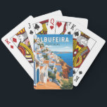 Albufeira Portugal Reizen Kunst Vintage Pokerkaarten<br><div class="desc">Albufeira retro vector reisontwerp. Albufeira is een stad in het zuiden van de Algarve in Portugal. Het is een voormalig vissersdorp dat een belangrijke vakantiebestemming is geworden.</div>