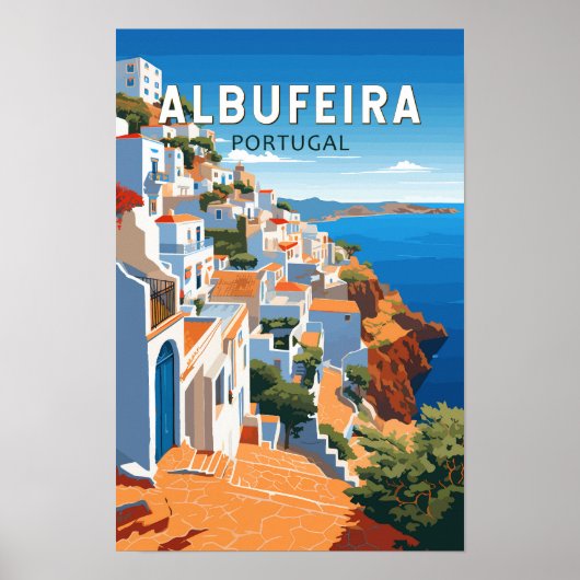 Albufeira Portugal Reizen Kunst Vintage Poster (Voorkant)
