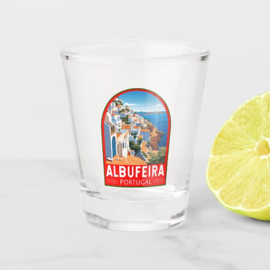 Albufeira Portugal Reizen Kunst Vintage Shot Glas (Voorkant)
