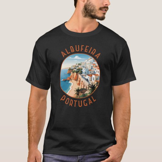 Albufeira Portugal retro noodcirkel T-shirt (Voorkant)