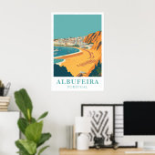 Albufeira Portugal Vintage Reis Strand Kunst Poster (Thuiskantoor)