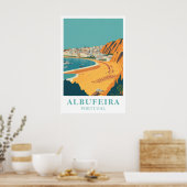 Albufeira Portugal Vintage Reis Strand Kunst Poster (Keuken)
