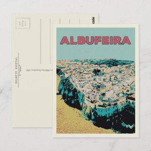 Albufeira strand uit de lucht Portugal illustratie Briefkaart