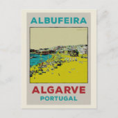 Albufeira strandillustratie Algarve Briefkaart (Voorkant)