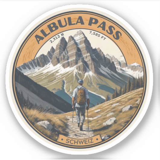 Albula pas Zwitserse Alpen bergen hike Sticker (Voorkant)