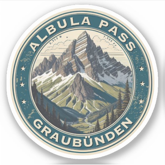 Albula pas Zwitserse Alpen bergen Sticker (Voorkant)