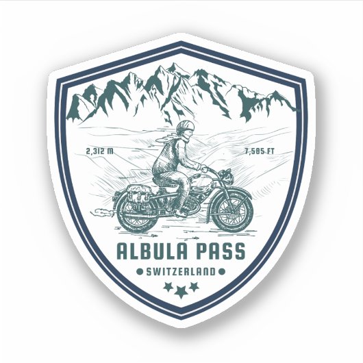 Albula Pass Zwitsers-Alpen motortocht x Sticker (Voorkant)