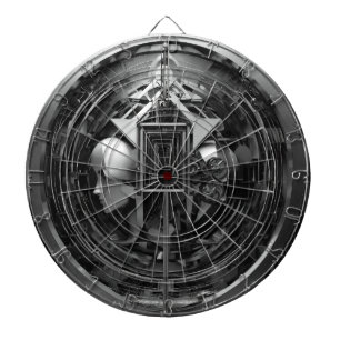 Album artwork, 3d, full hd, zwart, wit, abstract dartbord