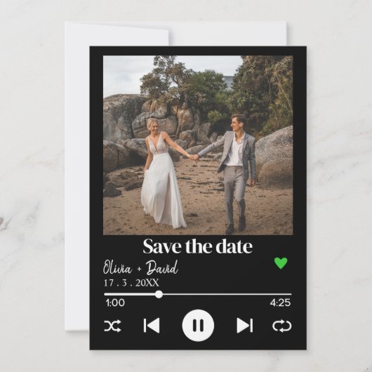 Album Hoesje Photo Music Player Song Save the Date Kaart (Voorkant)