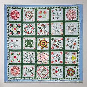 Album quilt met seizoensbloemen, 1844 poster