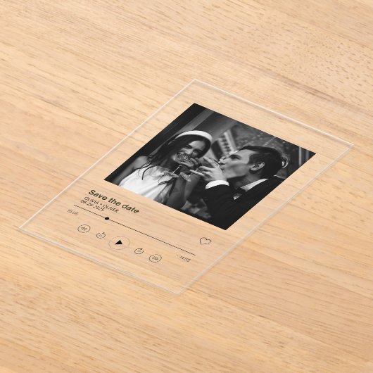 Albumcover slaat de datum op acryl uitnodigingen (Laagn)