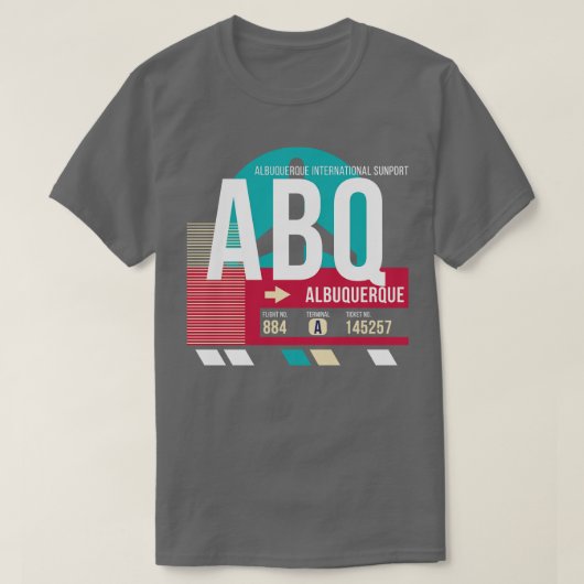 Albuquerque ABQ Airport Code Bagage Label E T-shirt (Design voorkant)