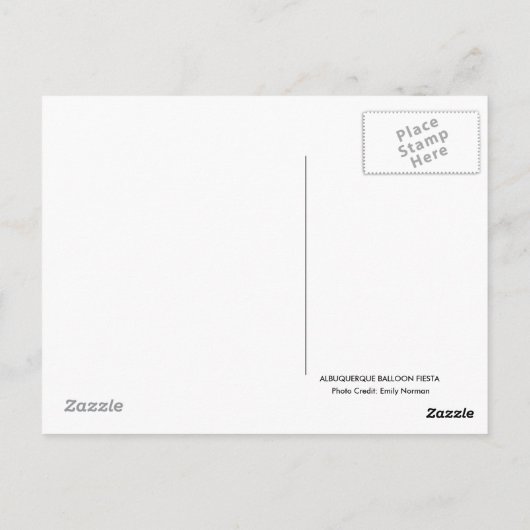 ALBUQUERQUE BALLOON FIESTA BRIEFKAART (Achterkant)