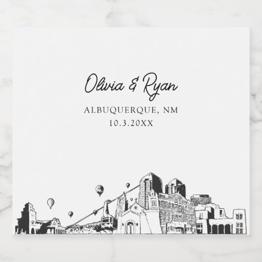 Albuquerque Bruiloft Champagne Label Sparkling Wijnetiket (Enkel label)