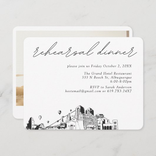 Albuquerque Bruiloft Elegante repetitie Diner Informatiekaartje (Voorkant / Achterkant)