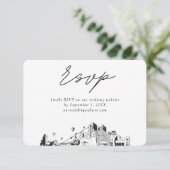 Albuquerque Bruiloft Minimalistische Schets RSVP Informatiekaartje (Staand voorkant)