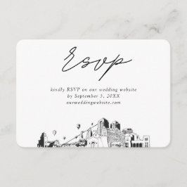 Albuquerque Bruiloft Minimalistische Schets RSVP Informatiekaartje