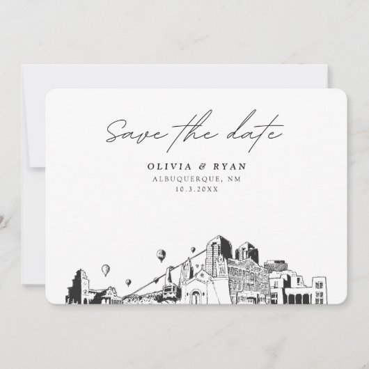Albuquerque Bruiloft Modern Save the Date Kaart (Voorkant)