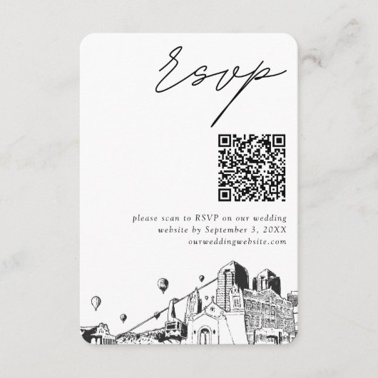 Albuquerque Bruiloft Moderne RSVP QR Code Informatiekaartje (Voorkant)